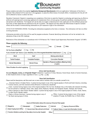 Application Background Questionnaire