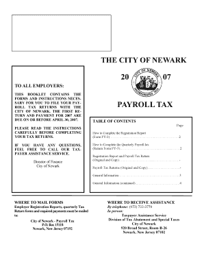 Newark Payroll Tax Return Form