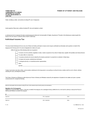 Virginia Power of Attorney and Release Form PAR 101