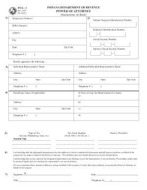 Indiana Power of Attorney Form
