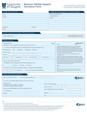 University of Glasgow Beatson Pebble Appeal Donation Form