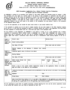 Texas Motor Vehicle Exemption Application