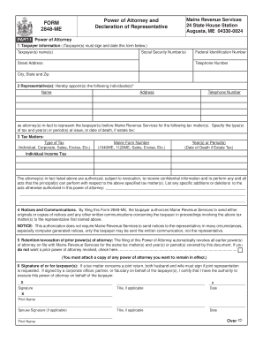 Maine Power of Attorney Form 2848-ME
