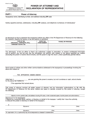 Pennsylvania Power of Attorney for Tax Matters