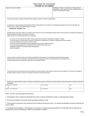Idaho Power of Attorney for Tax Matters
