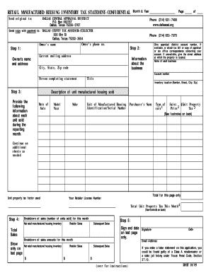 Retail Manufactured Housing Inventory Tax Statement