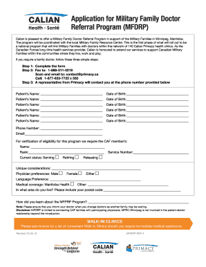 Military Family Doctor Referral Program Application