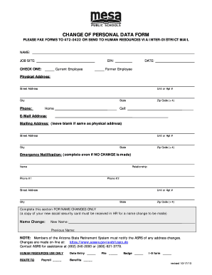 Change of Personal Data Form
