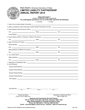 Arkansas Limited Liability Partnership Annual Report