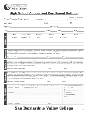 High School Concurrent Enrollment Petition