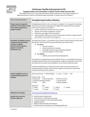 Strengthening Families Initiative Form