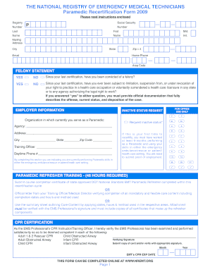 Paramedic Recertification Form