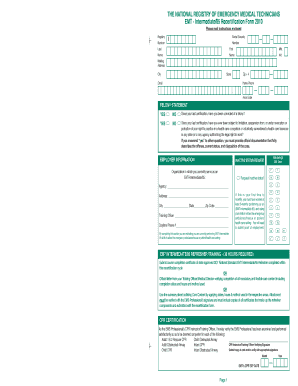 NREMT EMT-Intermediate/85 Recertification Form