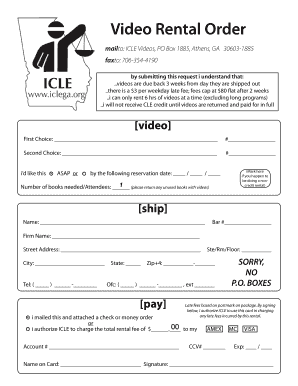 Video Rental Order Form
