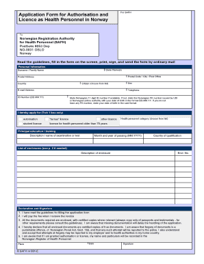 Application for Health Personnel Licence in Norway