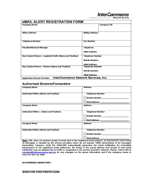 Email Alert Registration Form