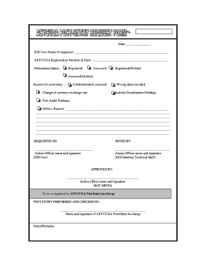 ASYCUDA Post-Entry Correction Form