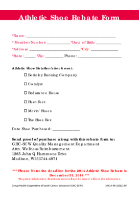 Athletic Shoe Rebate Form