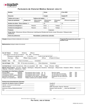 Formulario de Historial Médico General: ADULTO