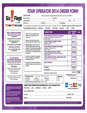Tour Operator Order Form