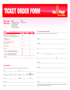 Six Flags Great America Ticket Order Form
