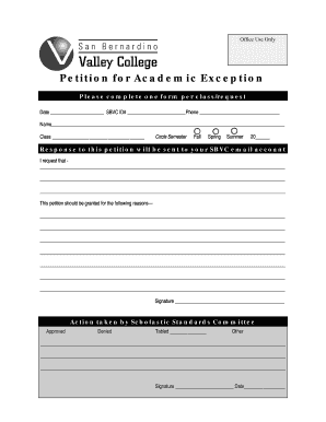 Petition for Academic Exception