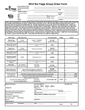 Six Flags Group Order Form