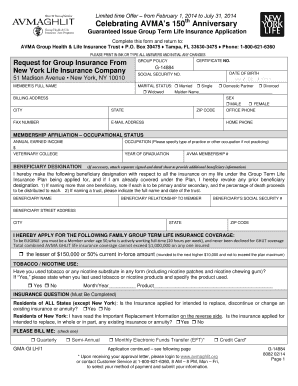 AVMA Group Term Life Insurance Application