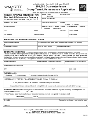 Group Term Life Insurance Application
