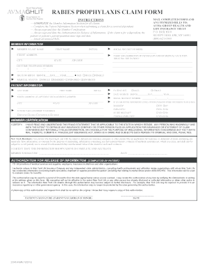 Rabies Prophylaxis Claim Form