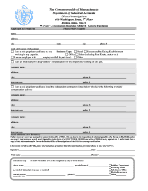 Workers’ Compensation Insurance Affidavit