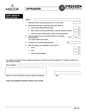 Appraiser Supplemental Application