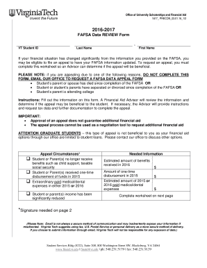 FAFSA Data Review Appeal Form