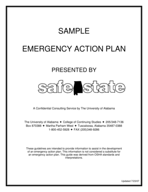 SAMPLE EMERGENCY ACTION PLAN - Alabama Safe State - alabamasafestate ua