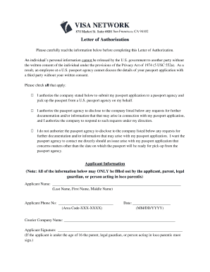 US Passport Application Authorization Letter