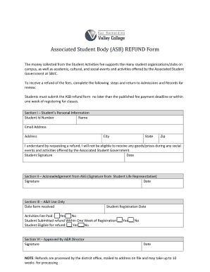 ASB Refund Form