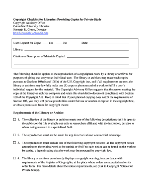 Copyright Checklist for Libraries