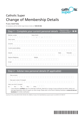 Catholic Super Membership Change Form