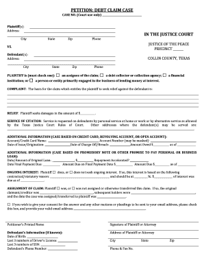 Debt Claim Petition