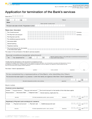 Bank Service Termination Application