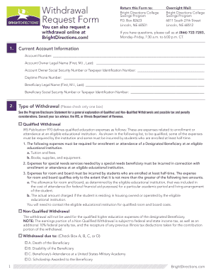 Bright Directions College Savings Program Withdrawal Form
