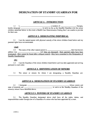 Fillable Online DESIGNATION OF STANDBY GUARDIAN - Troutman Sanders Fax ...