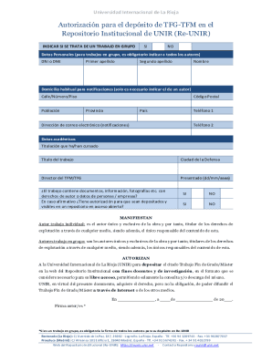 Autorización para el depósito de TFG-TFM en el Repositorio Institucional de UNIR (Re-UNIR)