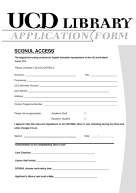 SCONUL Access Application Form