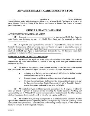 Georgia Advance Health Care Directive