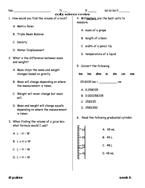 Science Review Worksheet