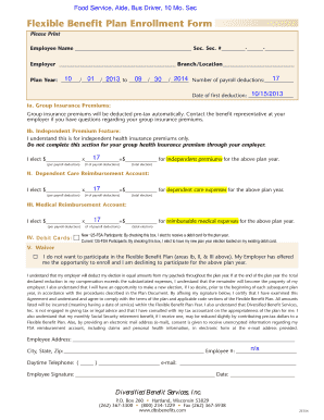 Flexible Benefit Plan Enrollment Form