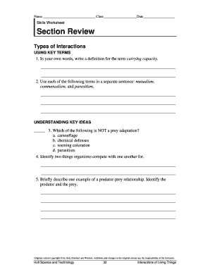 Science Worksheet: Types of Interactions