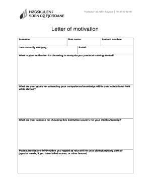Letter of Motivation for Study Abroad