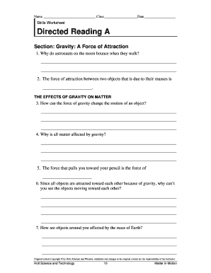 Gravity Worksheet